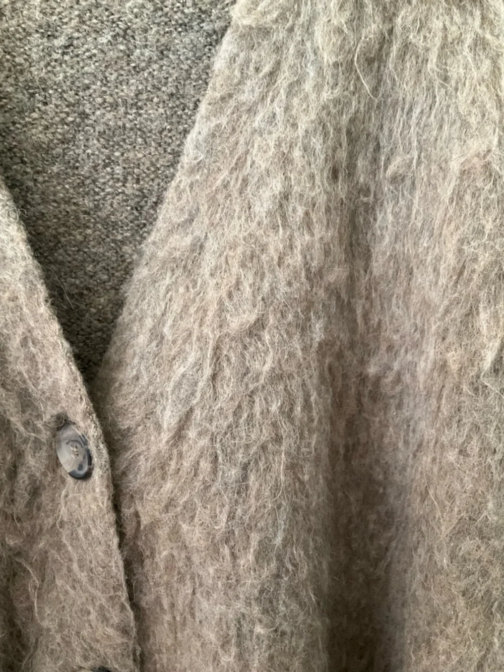 Madewell Brushed V-Neck Cardigan Sweater, Heather Mesquite, Size L
